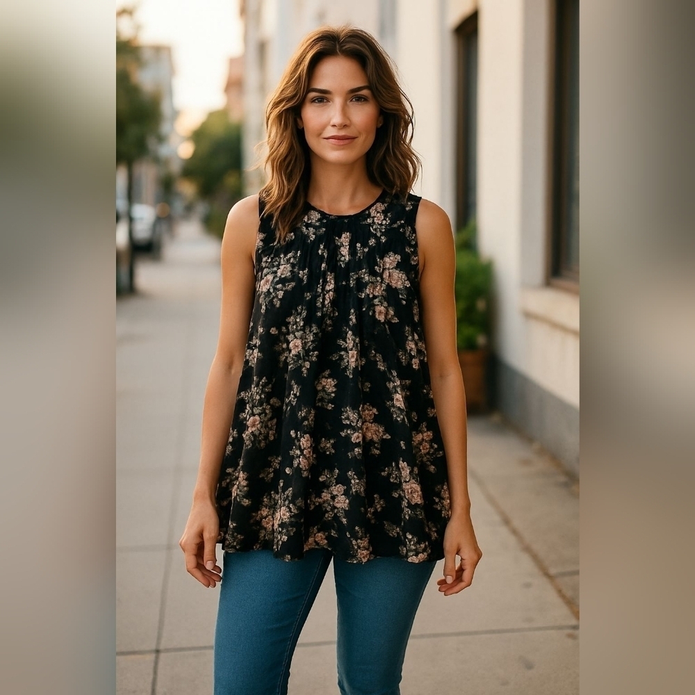 Daniel Rainn Sheer Floral Blouse